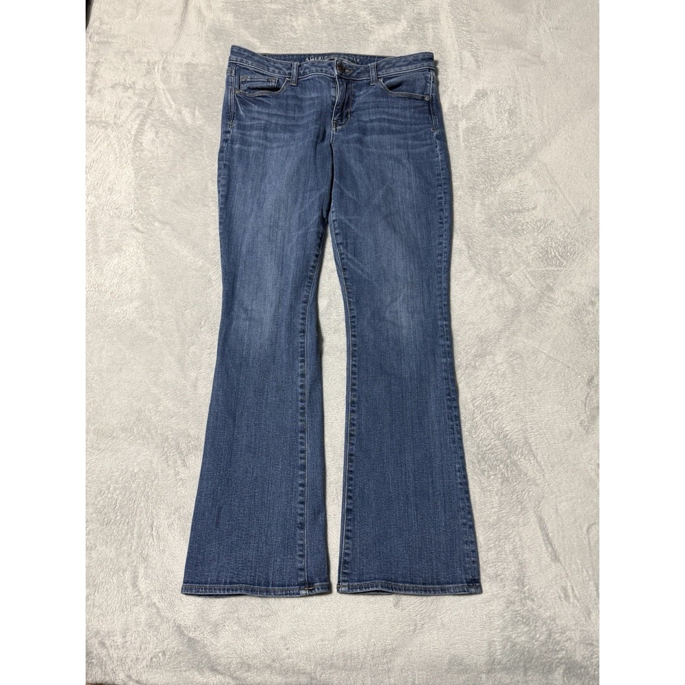 American Eagle Jeans Womens 12‎ Blue Mid Rise Skinny Kick Bootcut 32x30